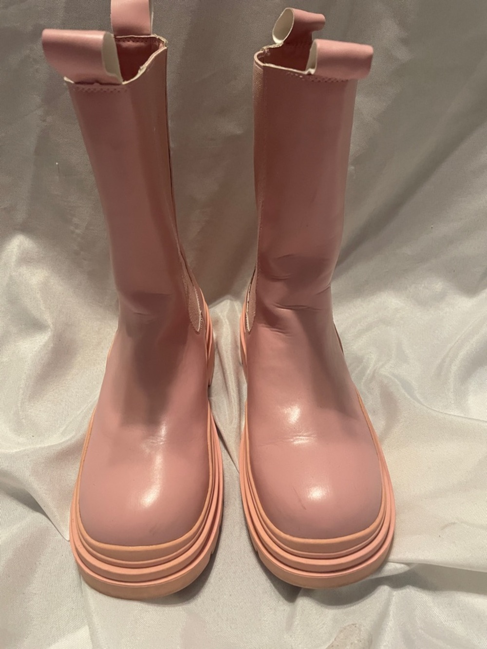 Cape Robbin Blush Pink Chunky Mid-Calf Chelsea Boots